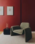 Melvia green chenille armchair - Image 4