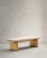 Topaz bench in beige chenille - Image 3