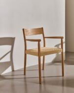Yalia chair in solid oak with natural finish and rope seat FSC 100% - Image 2