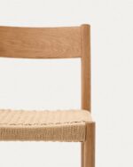 Yalia stool with a backrest in solid oak wood in a natural - Image 3