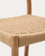 Yalia stool with a backrest in solid oak wood in a natural - Image 4