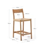 Yalia stool with a backrest in solid oak wood in a natural - Image 5