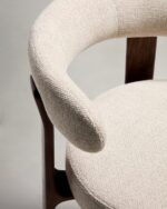Granite stool in brown chenille and solid ash wood - Image 3