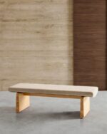 Topaz bench in beige chenille - Image 4