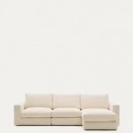 Alea ecru chenille 4-seater modular sofa