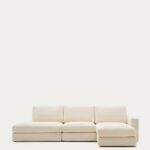 Alea ecru chenille 5-seater modular sofa