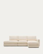 Alea ecru chenille 5-seater modular sofa