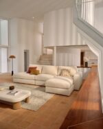 Alea ecru chenille 5-seater modular sofa - Image 3