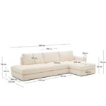 Alea ecru chenille 5-seater modular sofa - Image 6